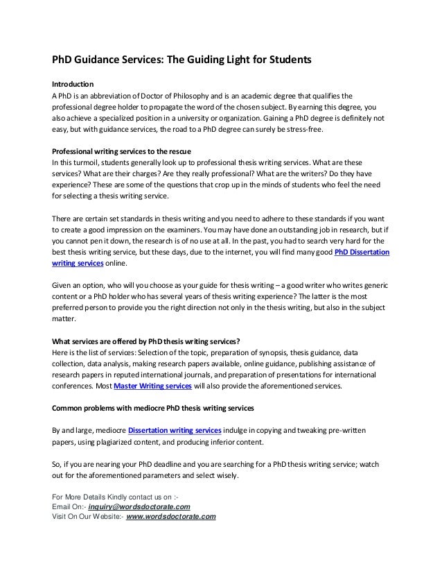 Thesis about guidance services